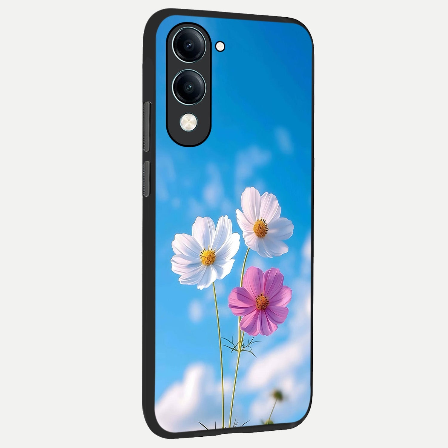  Tripple Flowers With Sky back cover for iQOO Z10 Lite slim fit glass case with vibrant aesthetic design