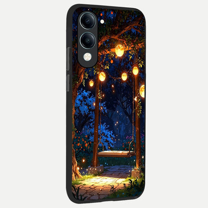  Twilight Garden Swing back cover for iQOO Z10 lite slim fit glass case with vibrant aesthetic design