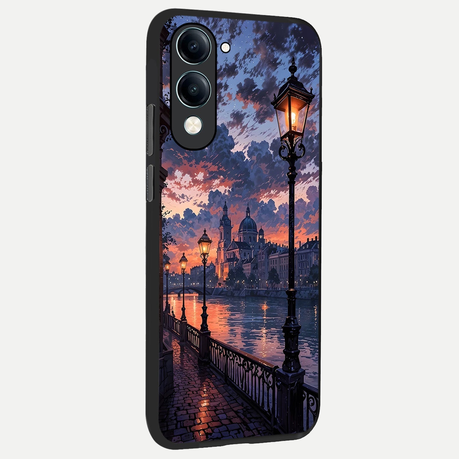  Twilight River Lights back cover for iQOO Z10 Lite slim fit glass case with vibrant aesthetic design