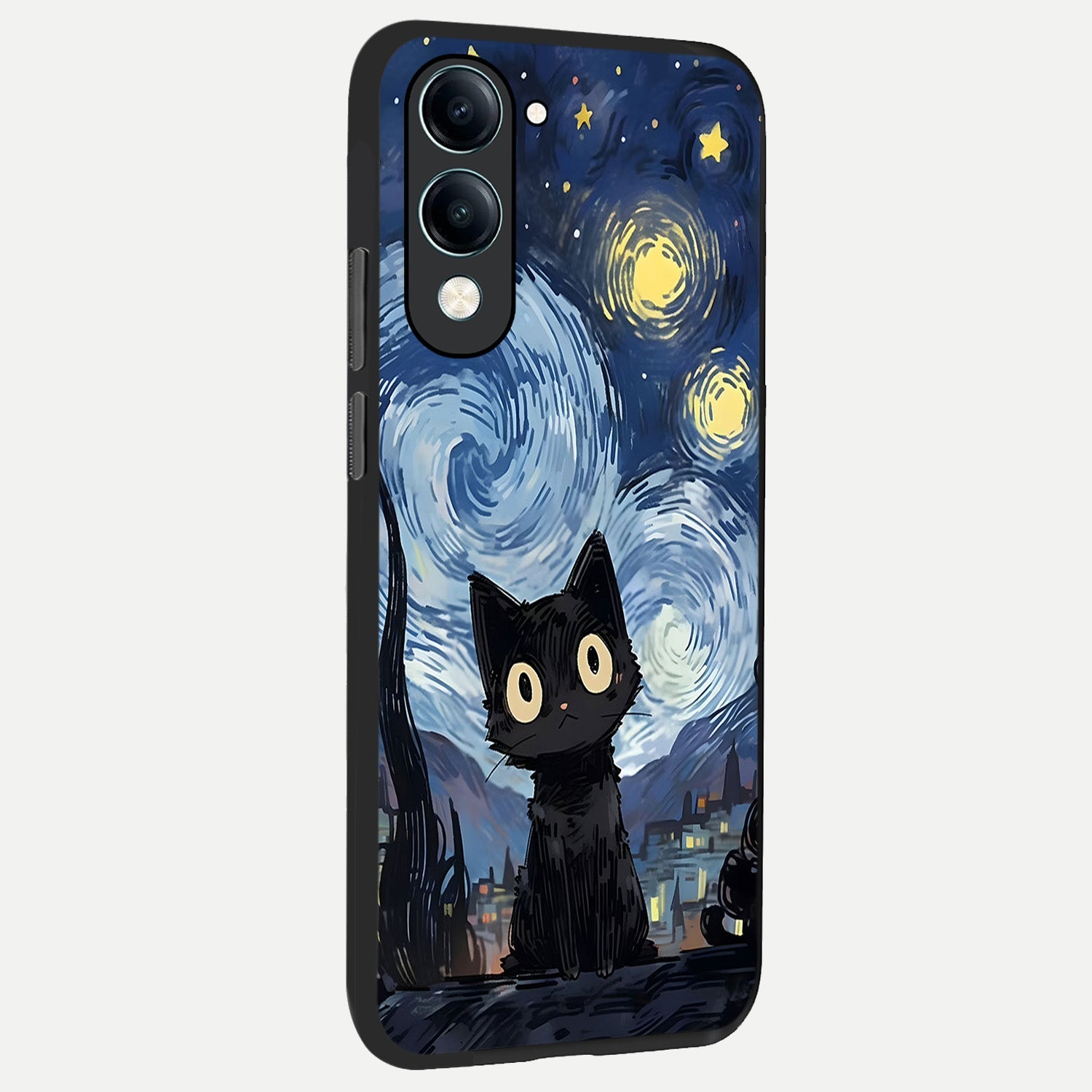  Van Gogh Cat back cover for iQOO Z10 Lite slim fit glass case with vibrant aesthetic design