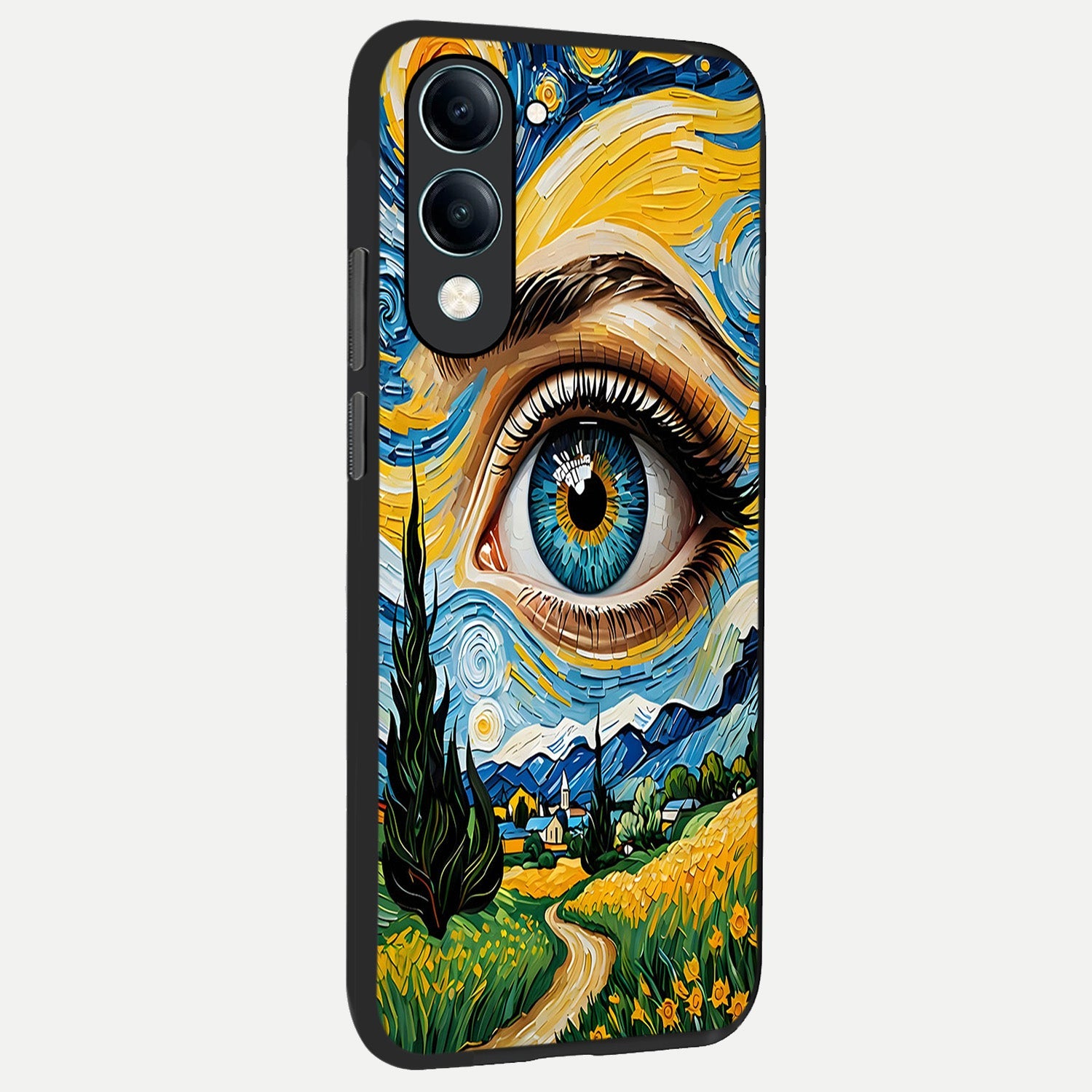  Van Gogh Eye back cover for iQOO Z10 Lite slim fit glass case with vibrant aesthetic design