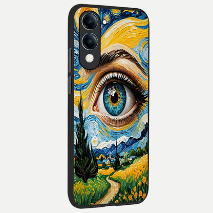  Van Gogh Eye back cover for iQOO Z10 Lite slim fit glass case with vibrant aesthetic design