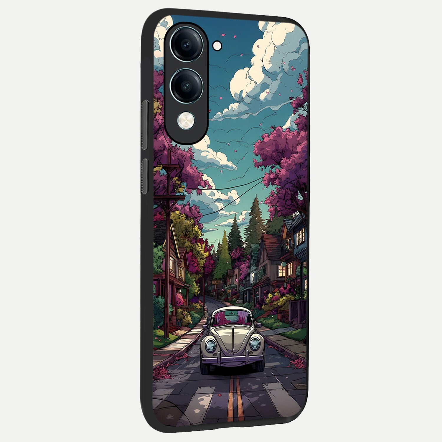  Vintage Street Drive back cover for iQOO Z10 lite slim fit glass case with vibrant aesthetic design