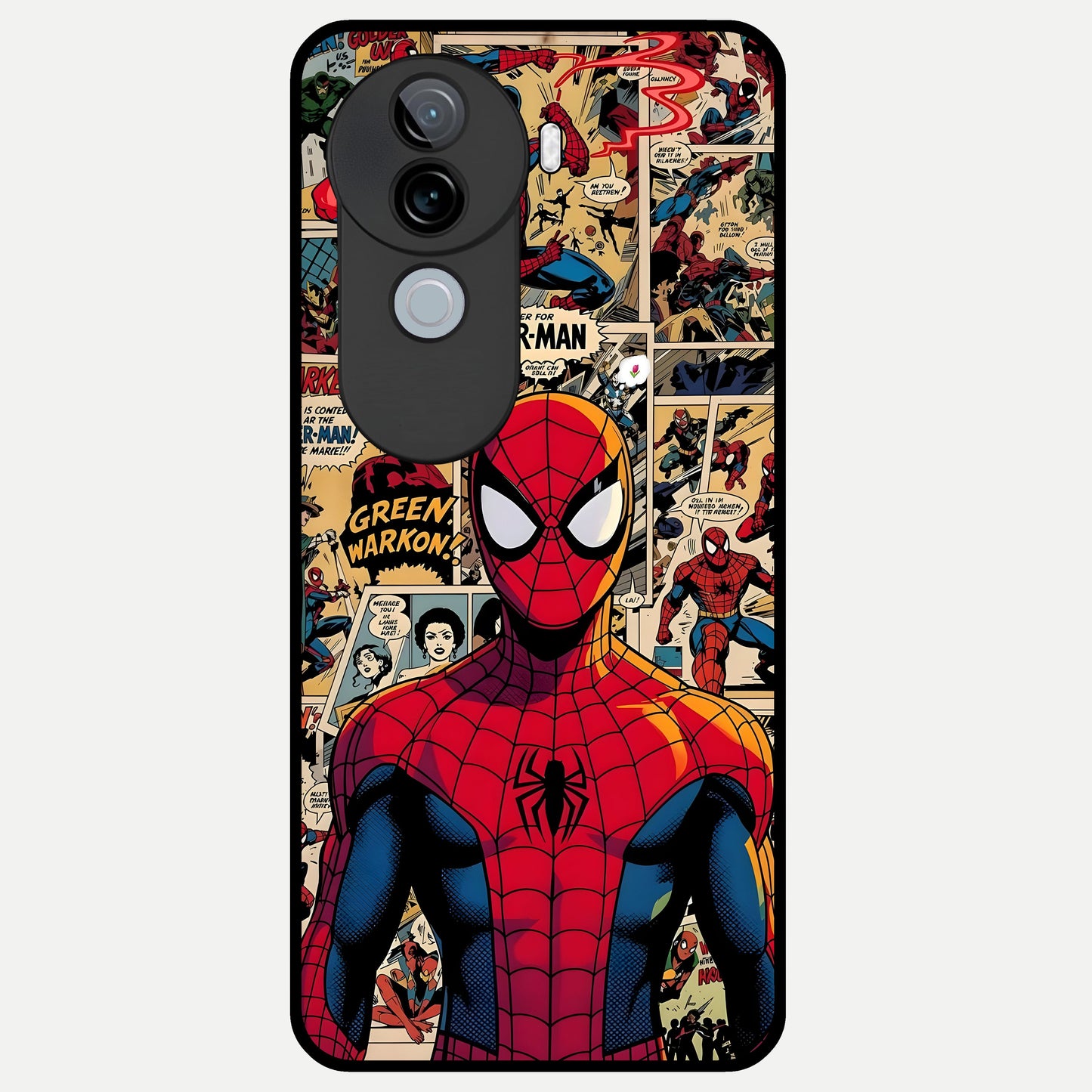  Aesthetic Spider Glass Case for iQOO Z9s back cover – full design glossy printed glass finish