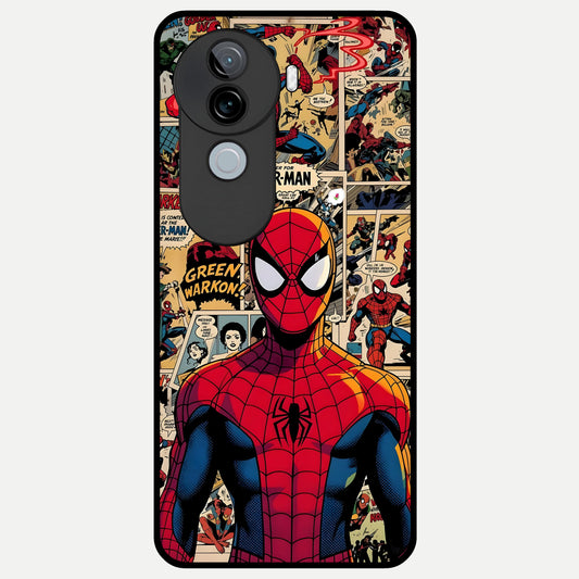  Aesthetic Spider Glass Case for iQOO Z9s back cover – full design glossy printed glass finish