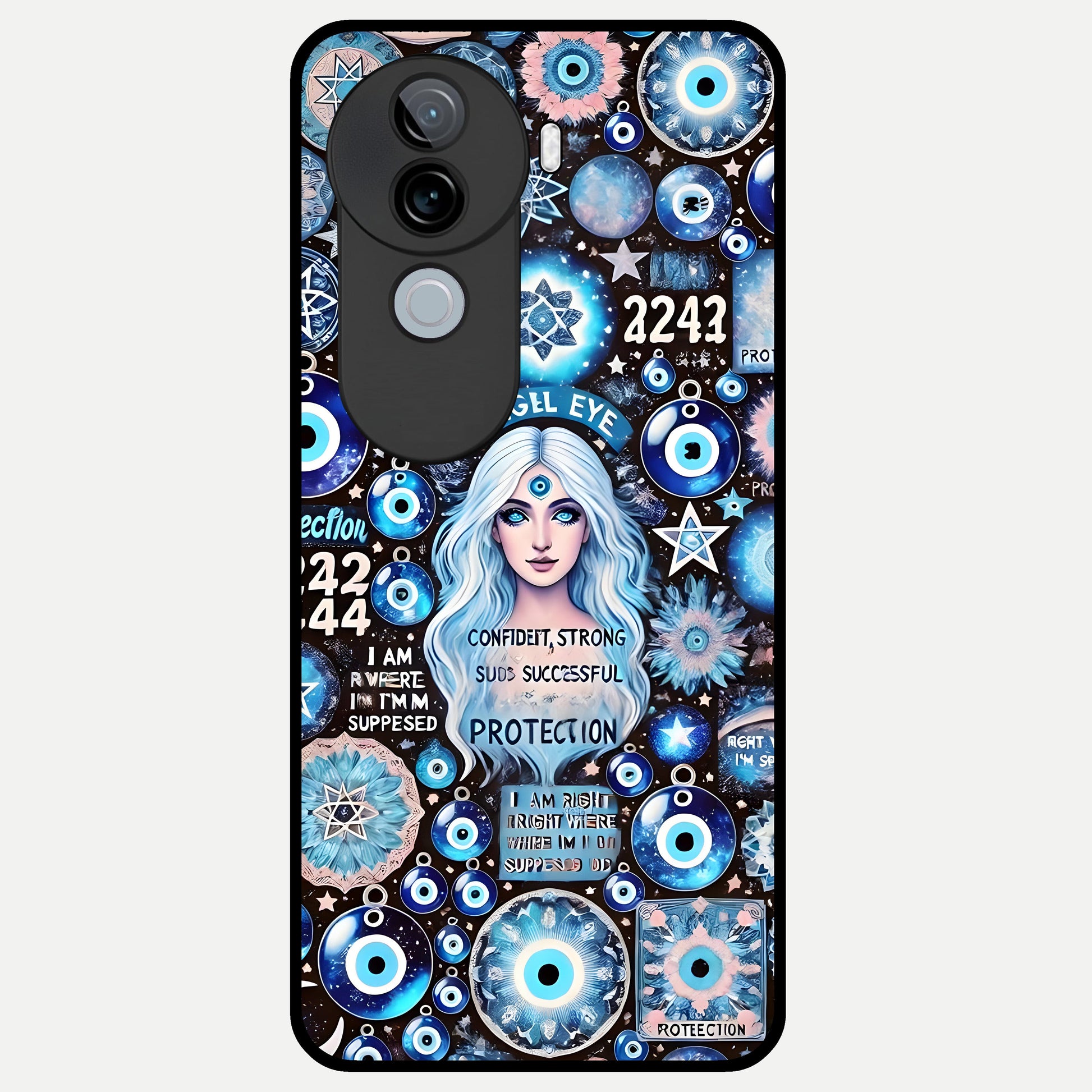 Angel Aura Shield Glass Case for iQOO Z9s back cover – full design glossy printed glass finish