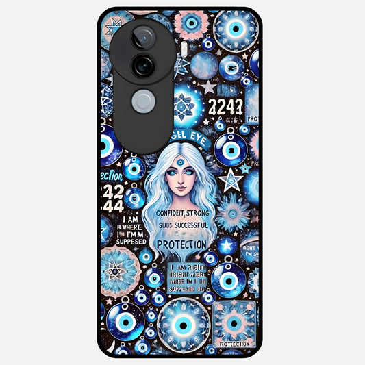 Angel Aura Shield Glass Case for iQOO Z9s back cover – full design glossy printed glass finish