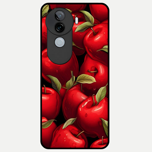  Apple Pattern Glass Case for iQOO Z9s back cover – full design glossy printed glass finish