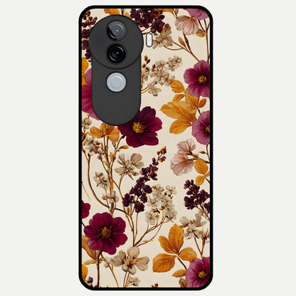  Autumn Wine Bloom Glass Case for iQOO Z9s back cover – full design glossy printed glass finish