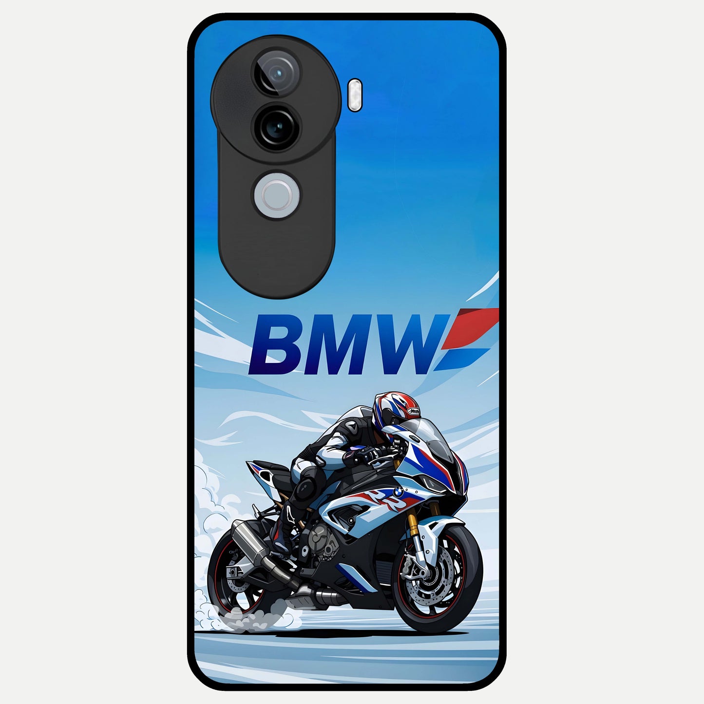  BMW Power Drift Glass Case for iQOO Z9s back cover – full design glossy printed glass finish