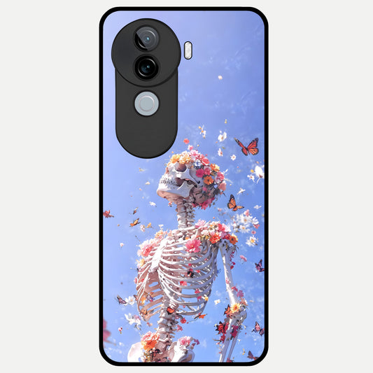  Bloom Beyond Bones Glass Case for iQOO Z9s back cover – full design glossy printed glass finish