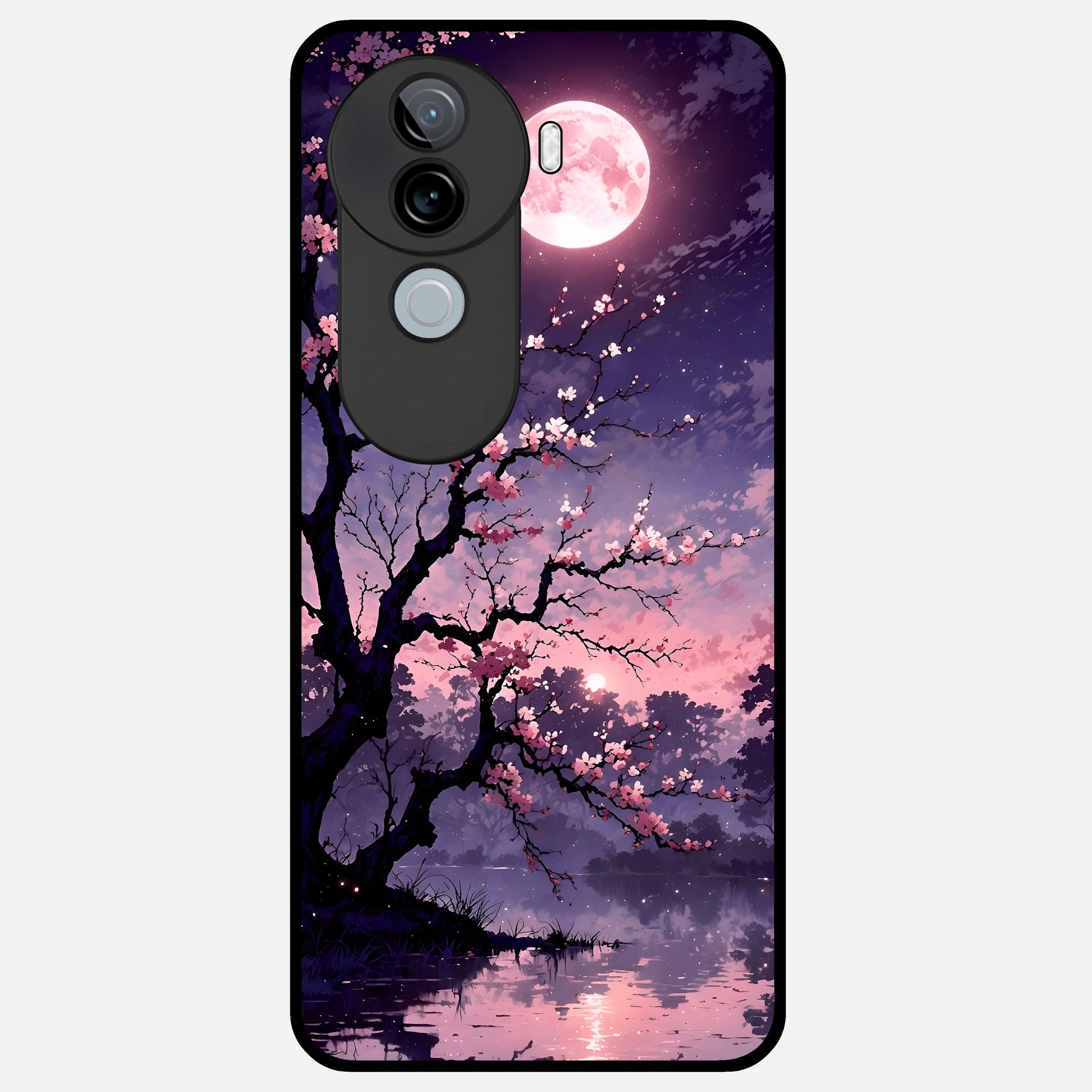  Blossom Pink Moon Glass Case for iQOO Z9s back cover – full design glossy printed glass finish