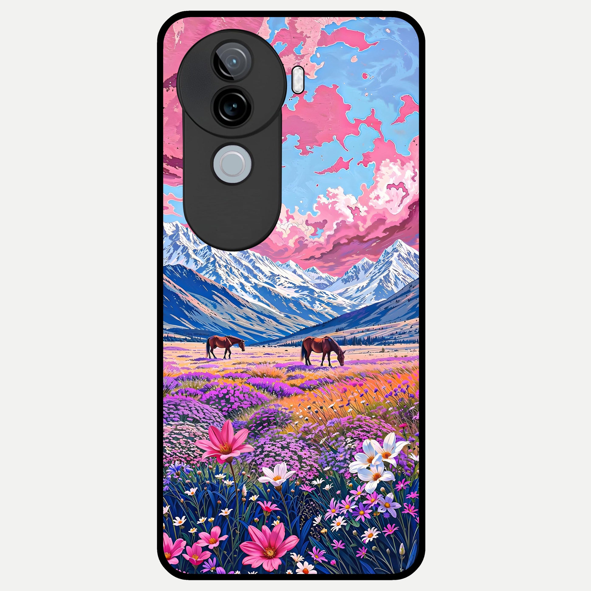  Blossom Valley Dream Glass Case for iQOO Z9s back cover – full design glossy printed glass finish