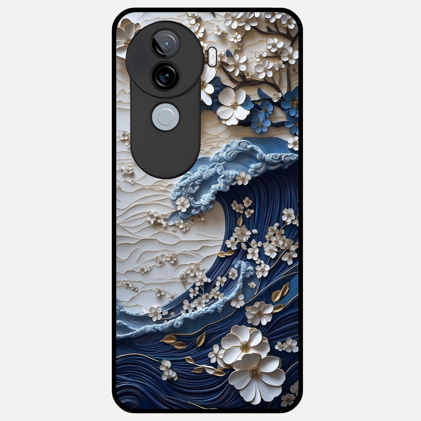  Blossom Wave Art Glass Case for iQOO Z9s back cover – full design glossy printed glass finish