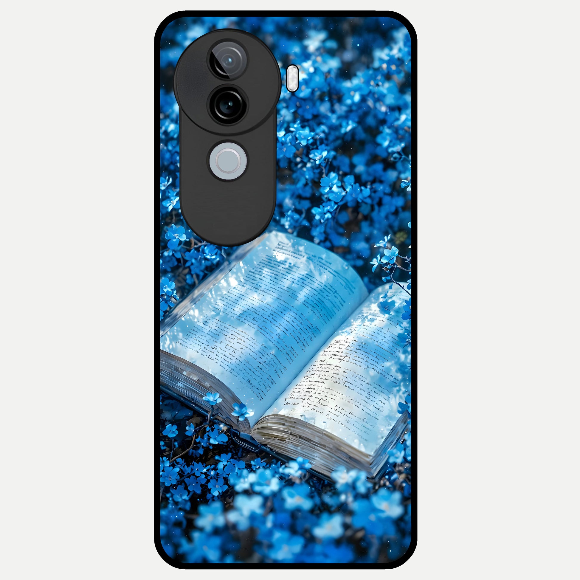  Blue Bloom Tales Glass Case for iQOO Z9s back cover – full design glossy printed glass finish