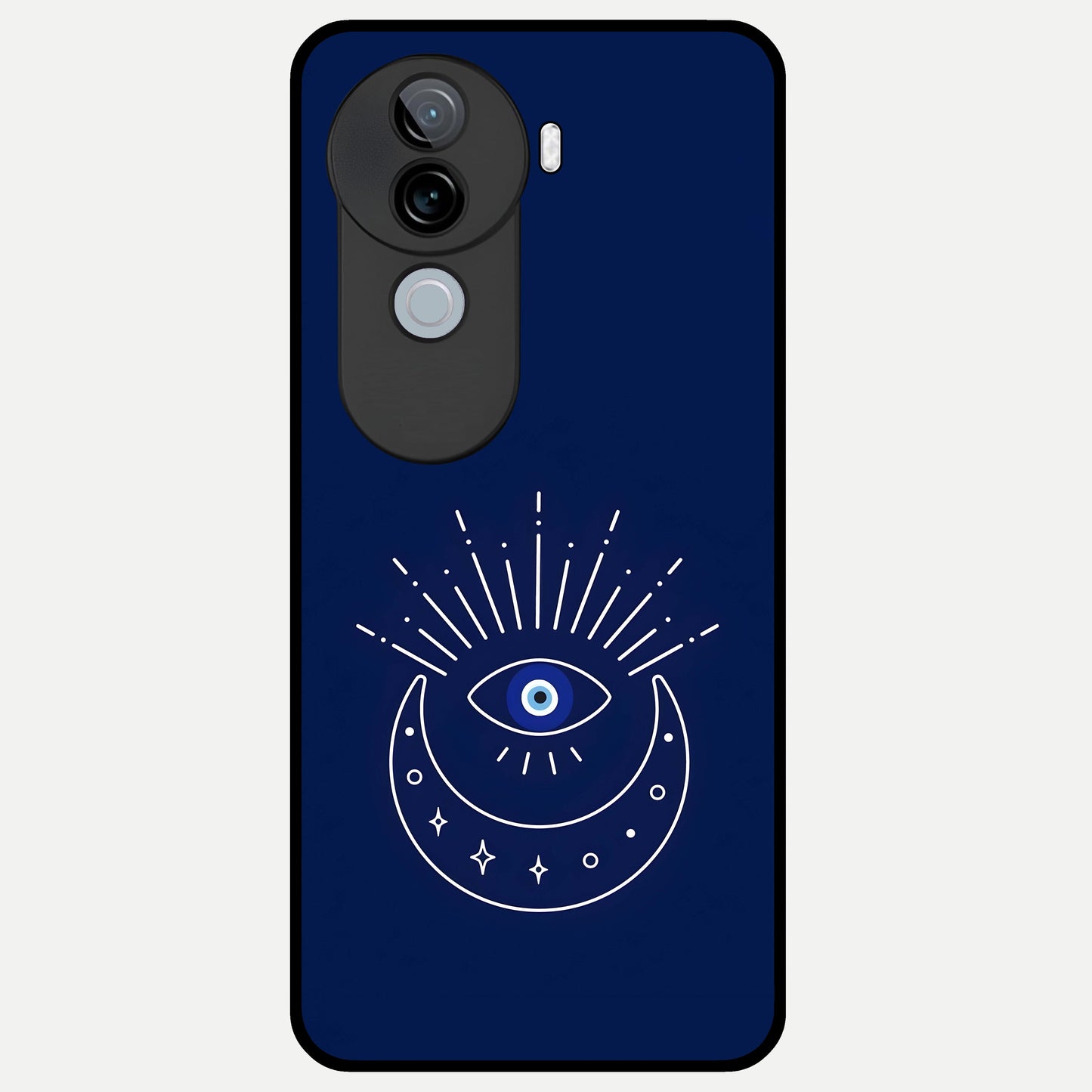  Blue Evil Eye Glass Case for iQOO Z9s back cover – full design glossy printed glass finish