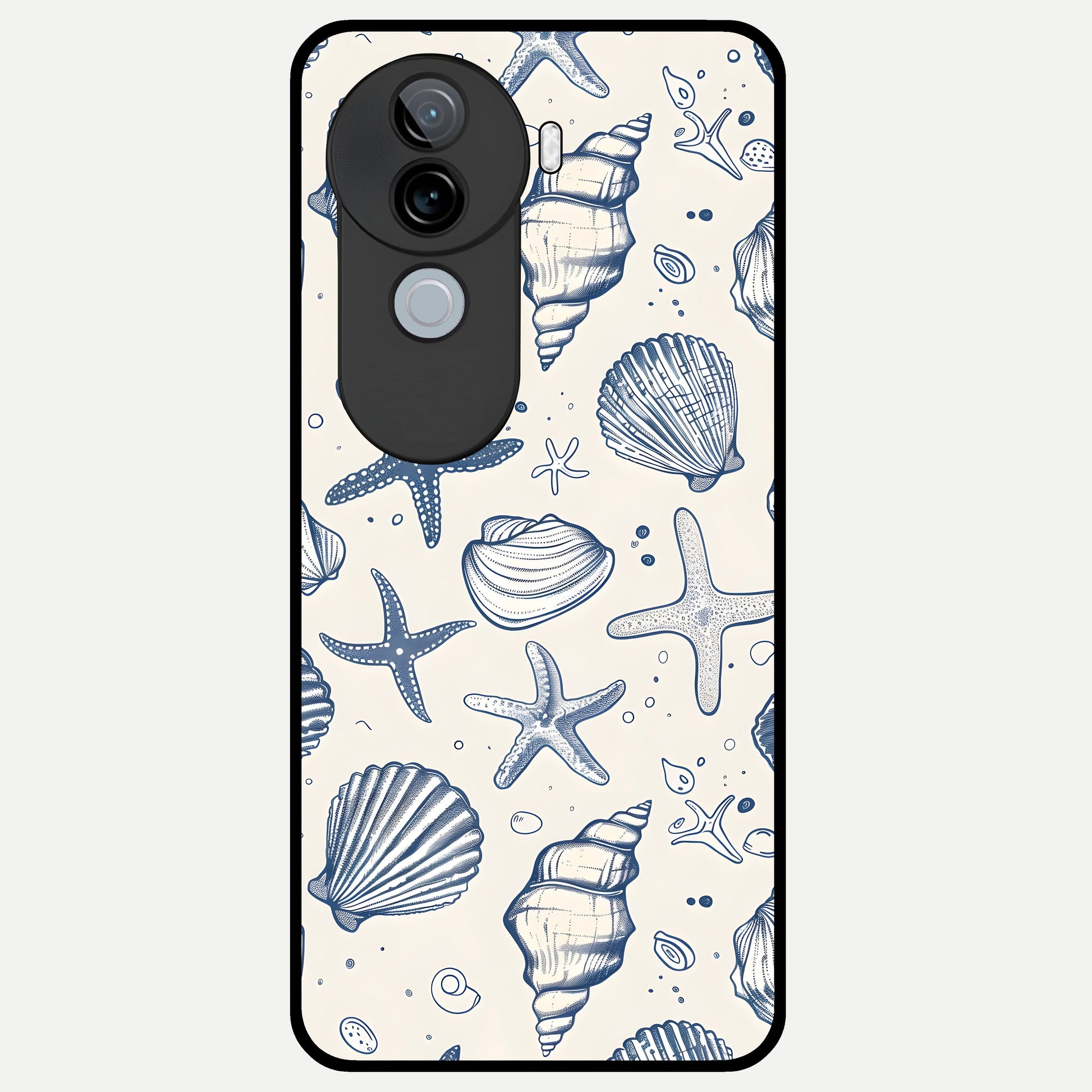  Blue Ocean Outline Glass Case for iQOO Z9s back cover – full design glossy printed glass finish