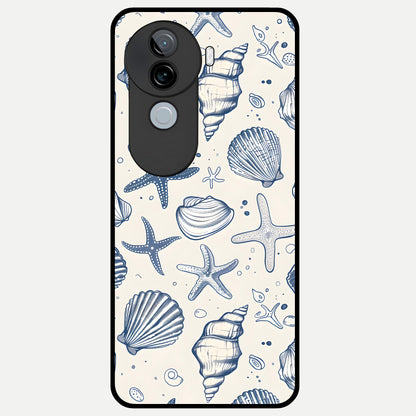  Blue Ocean Outline Glass Case for iQOO Z9s back cover – full design glossy printed glass finish