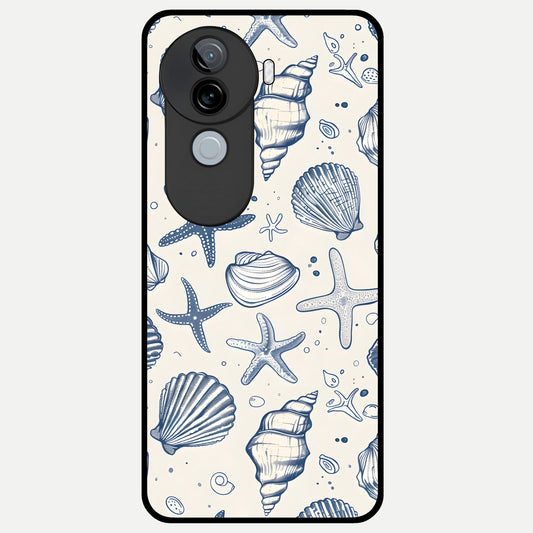  Blue Ocean Outline Glass Case for iQOO Z9s back cover – full design glossy printed glass finish