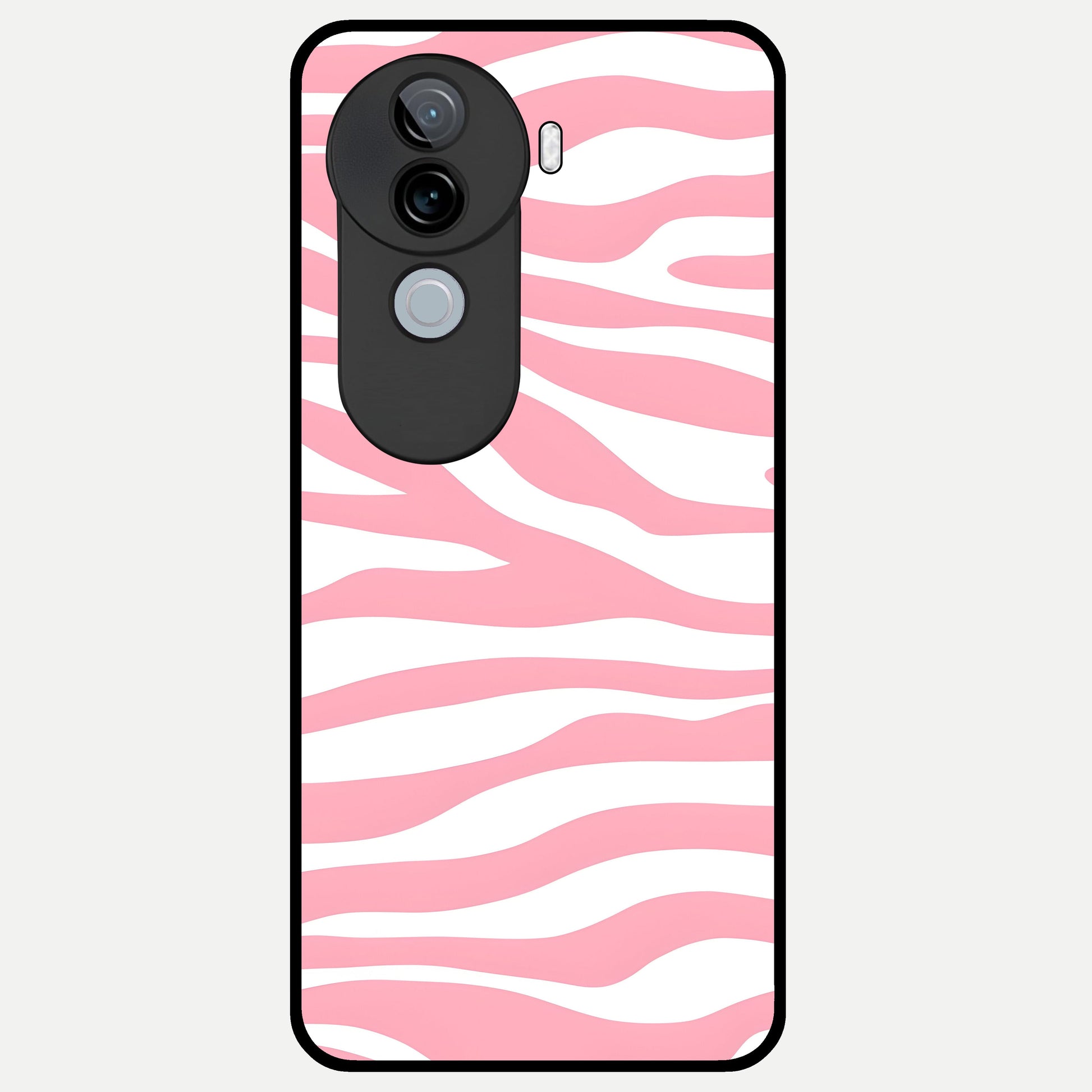  Blush Zebra Flow Glass Case for iQOO Z9s back cover – full design glossy printed glass finish