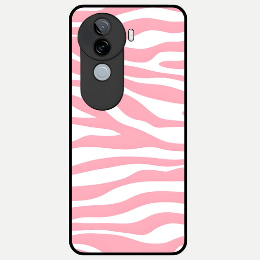  Blush Zebra Flow Glass Case for iQOO Z9s back cover – full design glossy printed glass finish