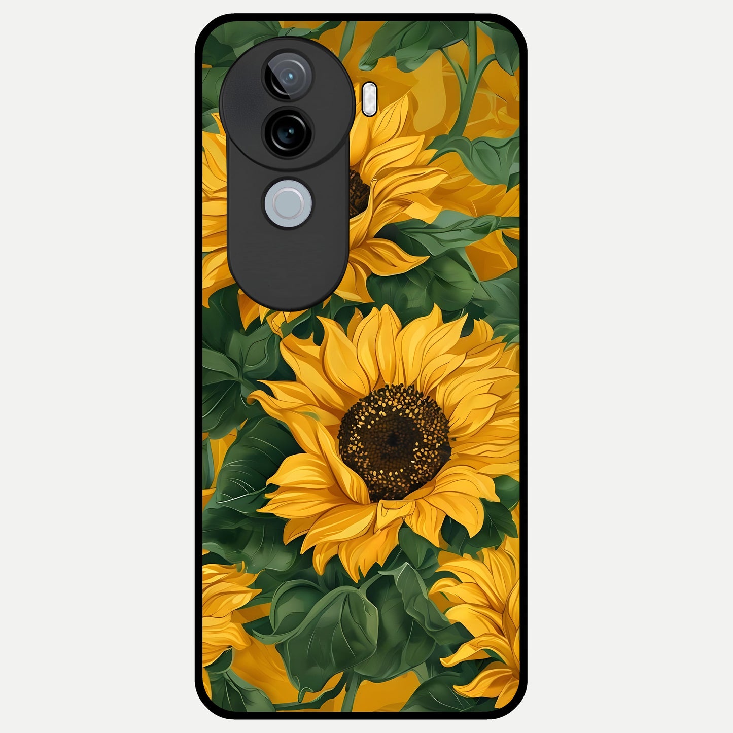  Bright Sunflower Bloom Glass Case for iQOO Z9s back cover – full design glossy printed glass finish