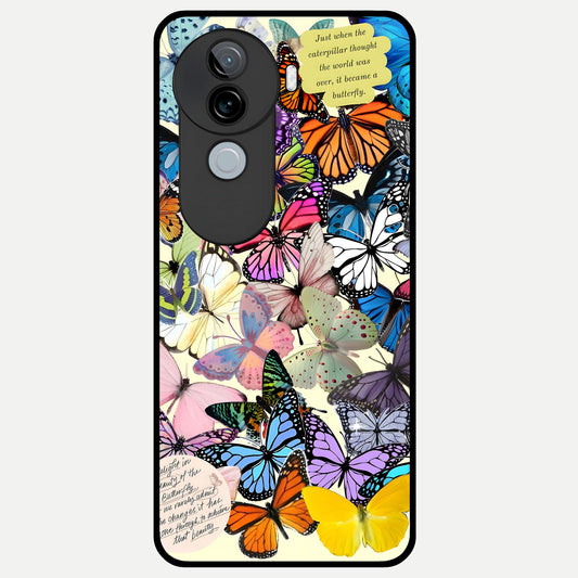  Butterflies Petal Dream Glass Case for iQOO Z9s back cover – full design glossy printed glass finish