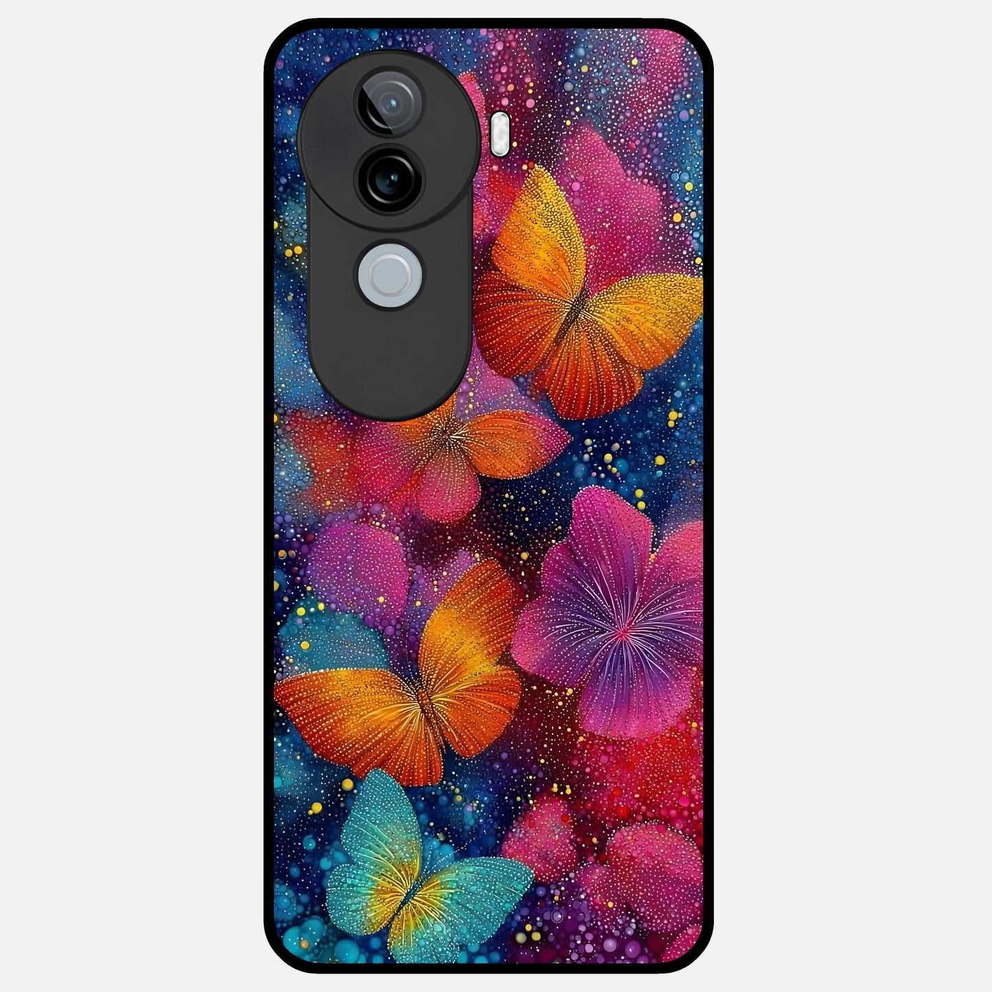  Butterfly Dream Mist Glass Case for iQOO Z9s back cover – full design glossy printed glass finish