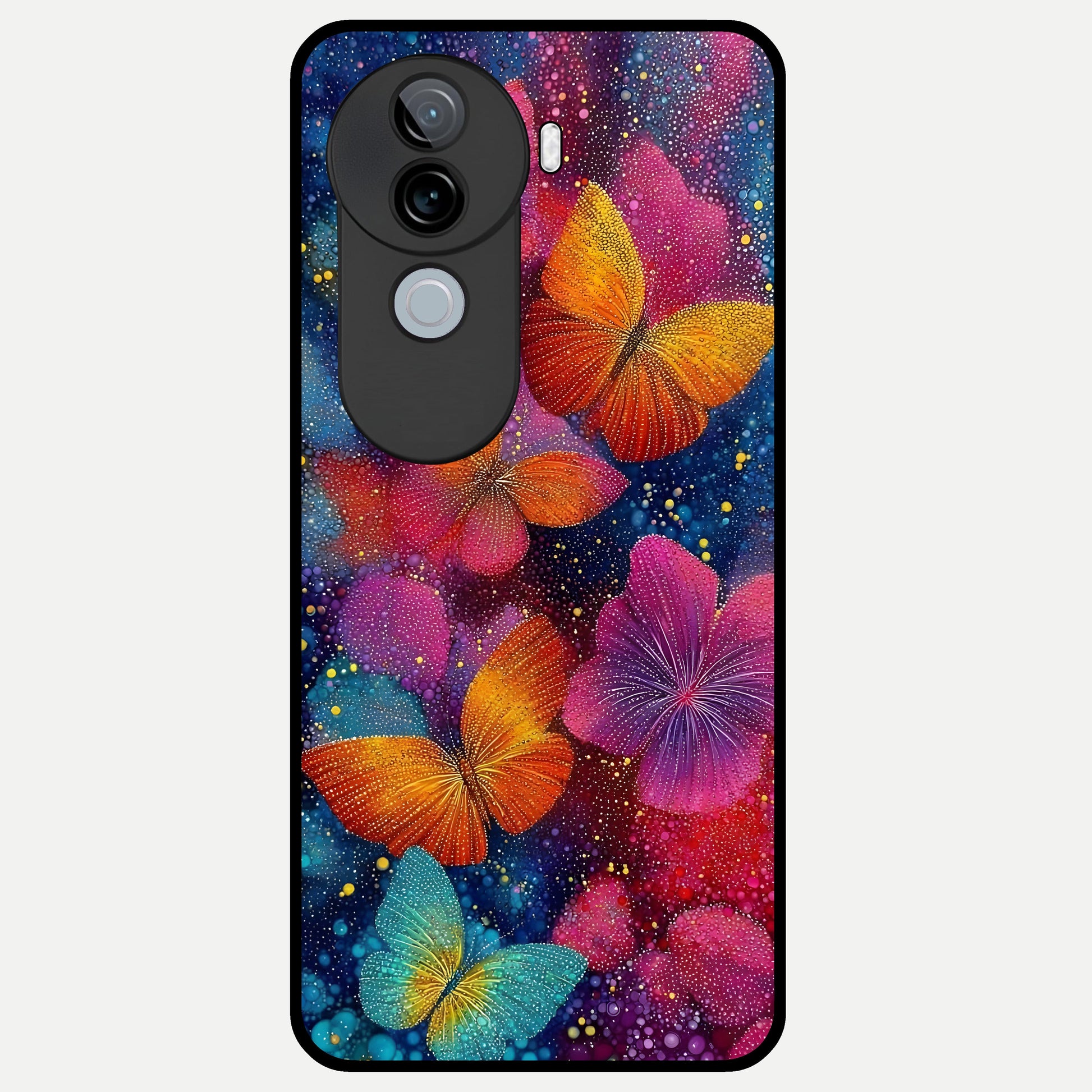  Butterfly Dream Mist Glass Case for iQOO Z9s back cover – full design glossy printed glass finish