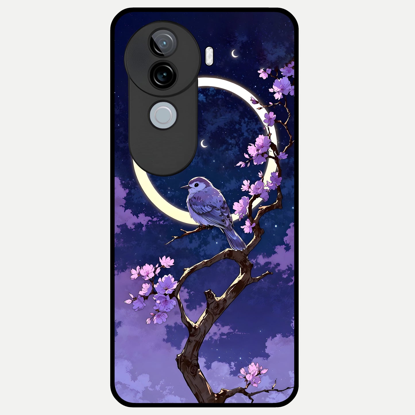  Celestial Bird Blossom Glass Case for iQOO Z9s back cover – full design glossy printed glass finish