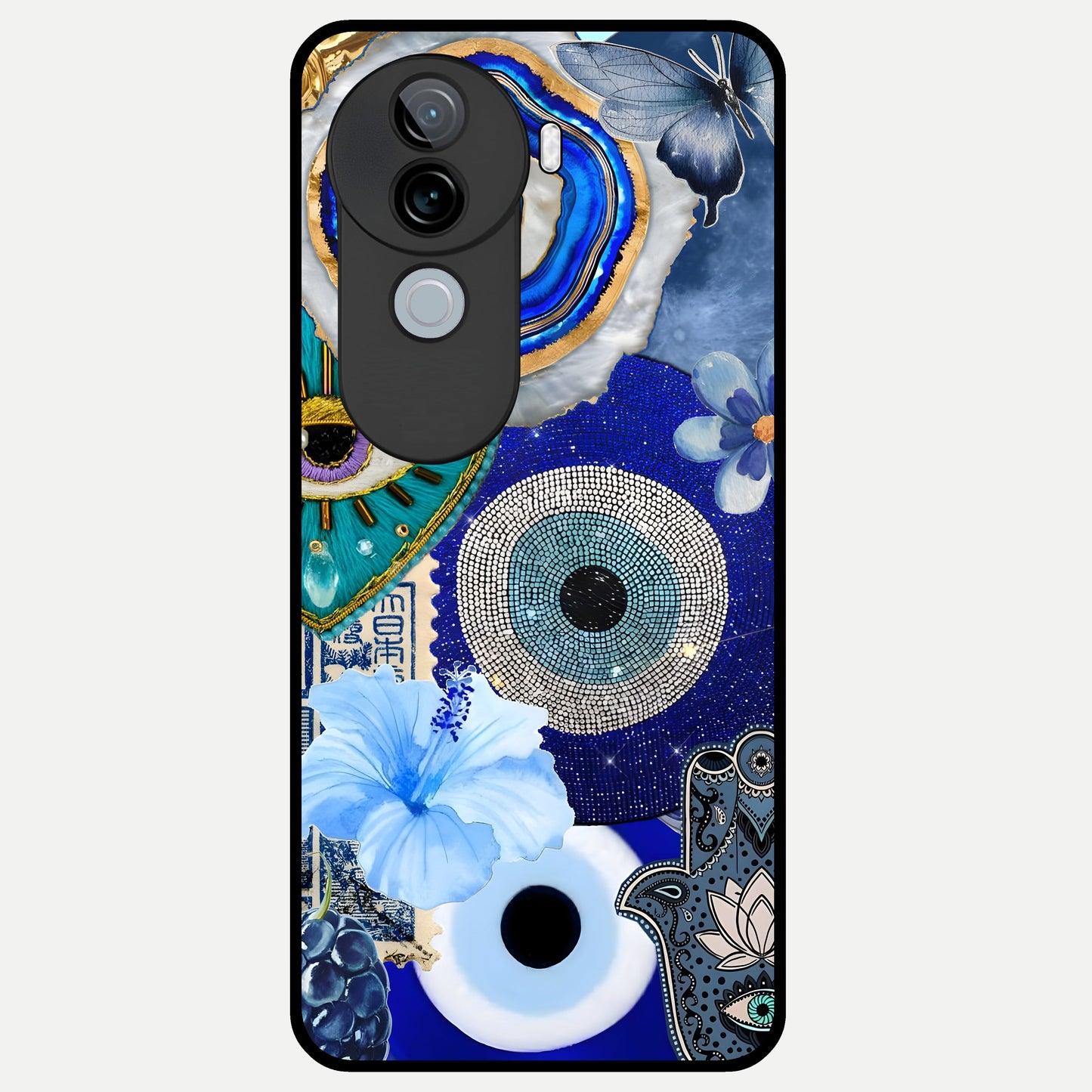  Celestial Blue Vision Glass Case for iQOO Z9s back cover – full design glossy printed glass finish