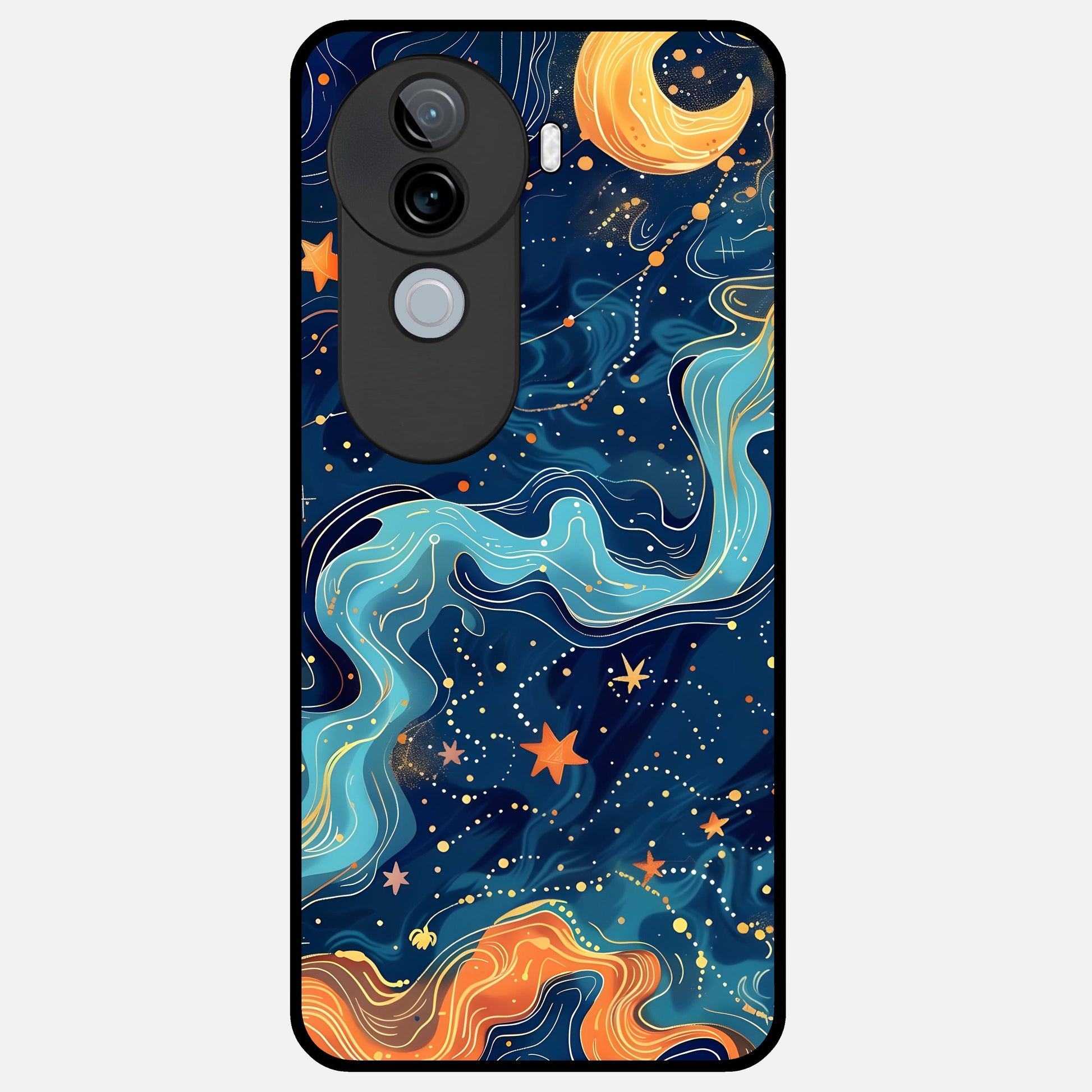  Celestial Dream Flow Glass Case for iQOO Z9s back cover – full design glossy printed glass finish