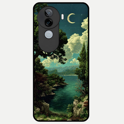  Celestial Lake Peace Glass Case for iQOO Z9s back cover – full design glossy printed glass finish