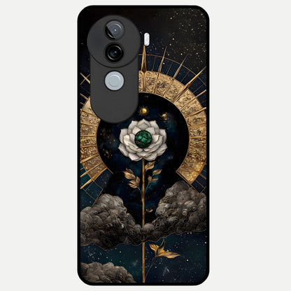  Celestial Lotus Morang Glass Case for iQOO Z9s back cover – full design glossy printed glass finish