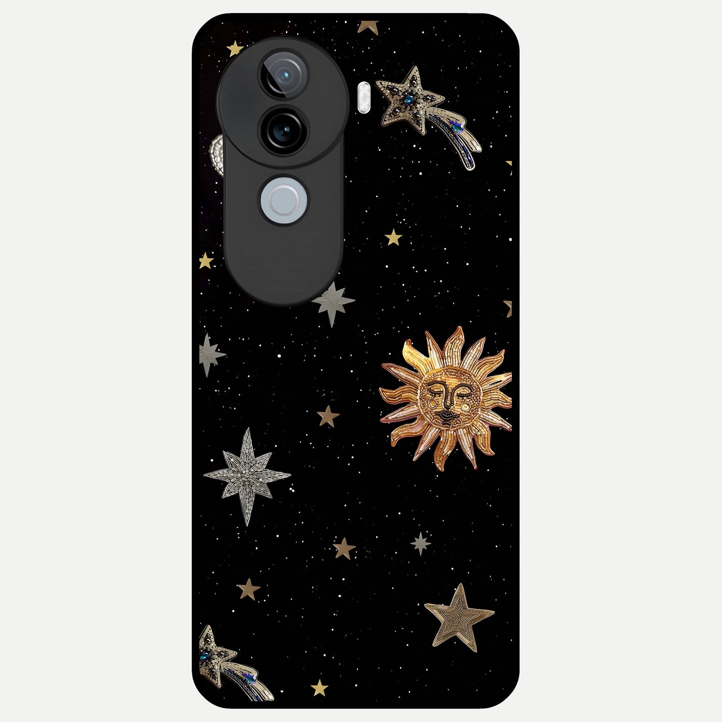  Celestial Moon With Stars Glass Case for iQOO Z9s back cover – full design glossy printed glass finish