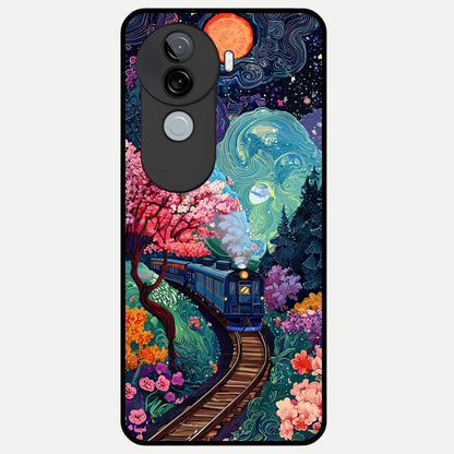  Celestial Train Journey Glass Case for iQOO Z9s back cover – full design glossy printed glass finish