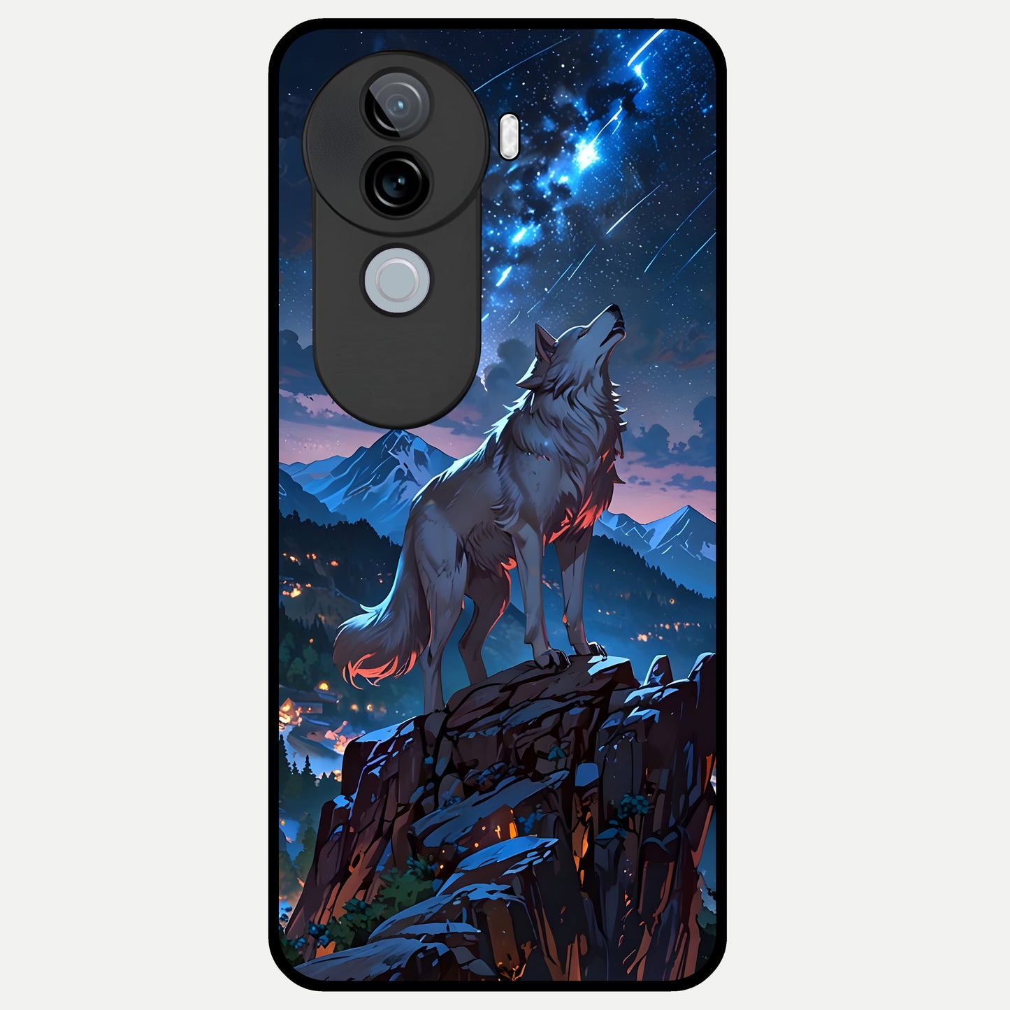  Celestial Wolf Howl Glass Case for iQOO Z9s back cover – full design glossy printed glass finish