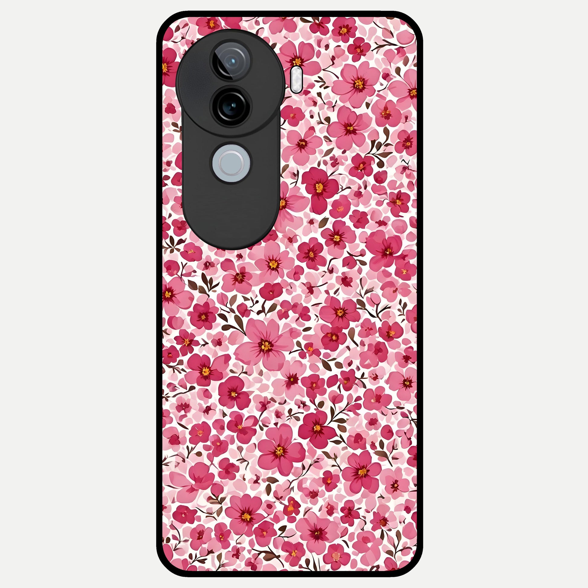  Cherry Blossom Charm Glass Case for iQOO Z9s back cover – full design glossy printed glass finish