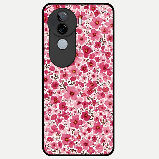  Cherry Blossom Charm Glass Case for iQOO Z9s back cover – full design glossy printed glass finish
