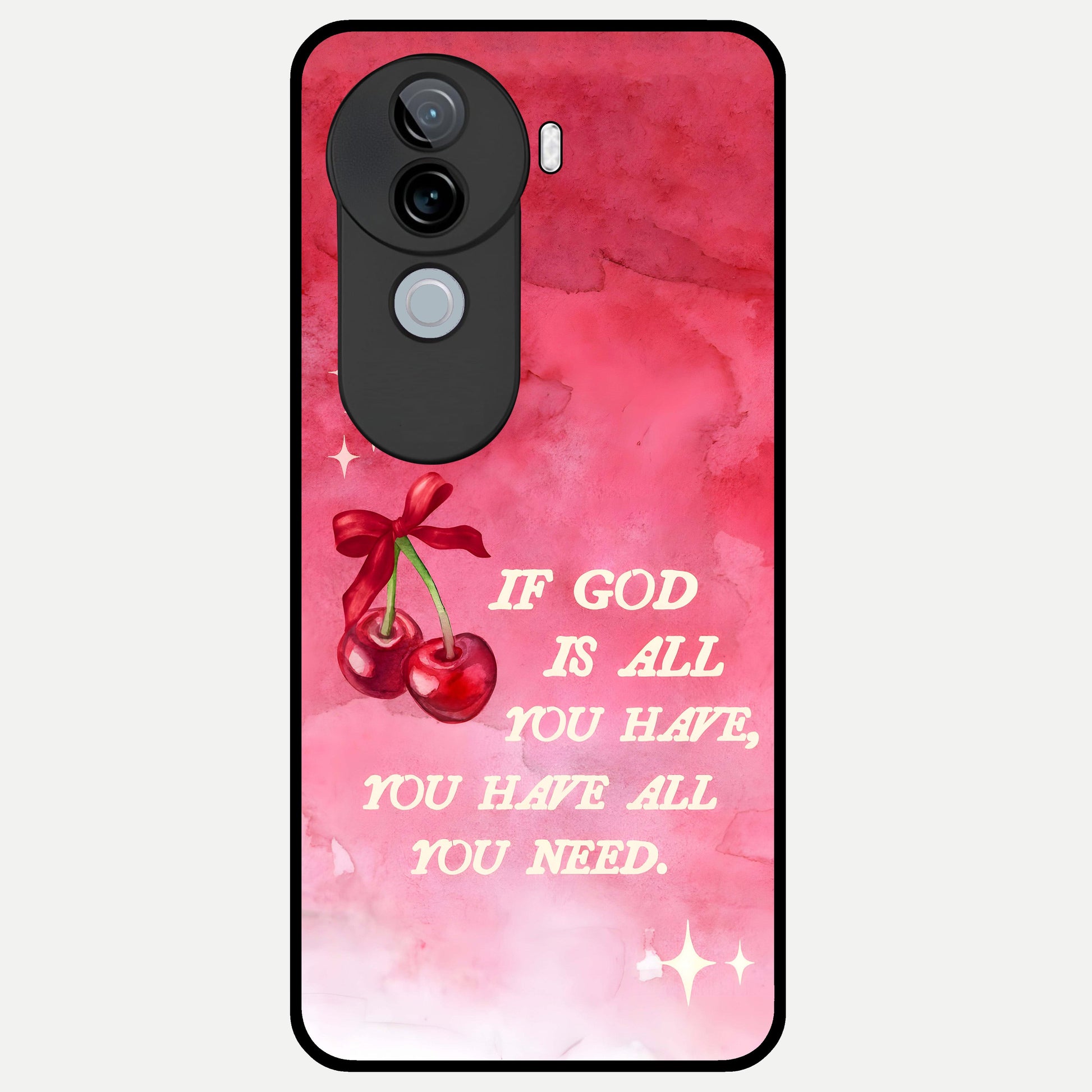  Cherry Quote Glass Case for iQOO Z9s back cover – full design glossy printed glass finish
