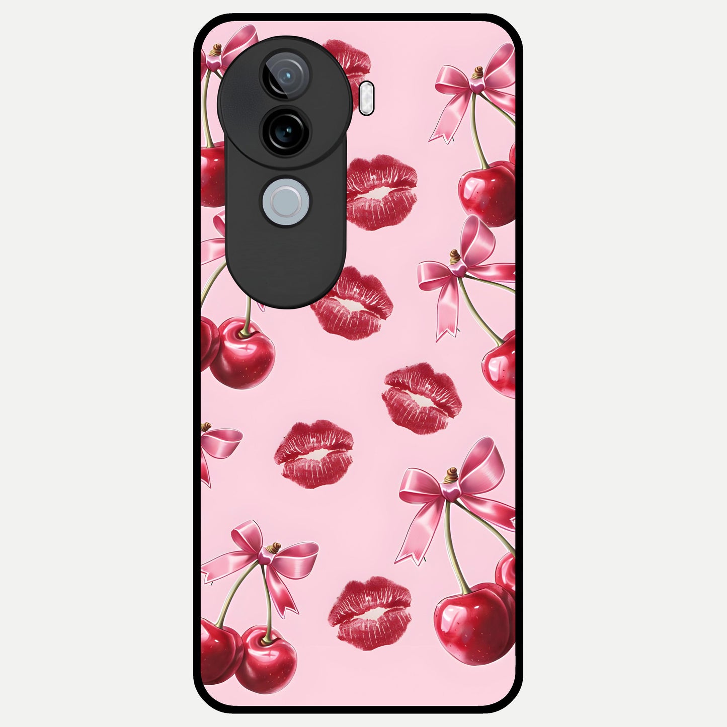  Cherry With Lips Glass Case for iQOO Z9s back cover – full design glossy printed glass finish