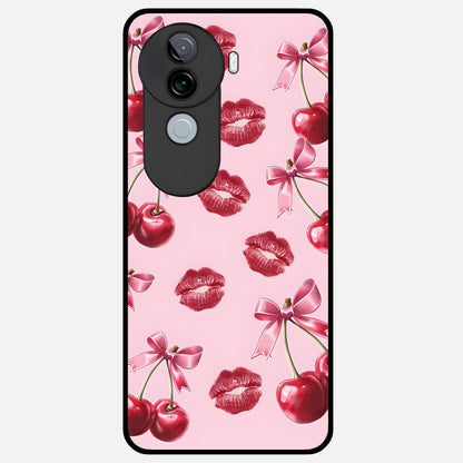  Cherry With Lips Glass Case for iQOO Z9s back cover – full design glossy printed glass finish