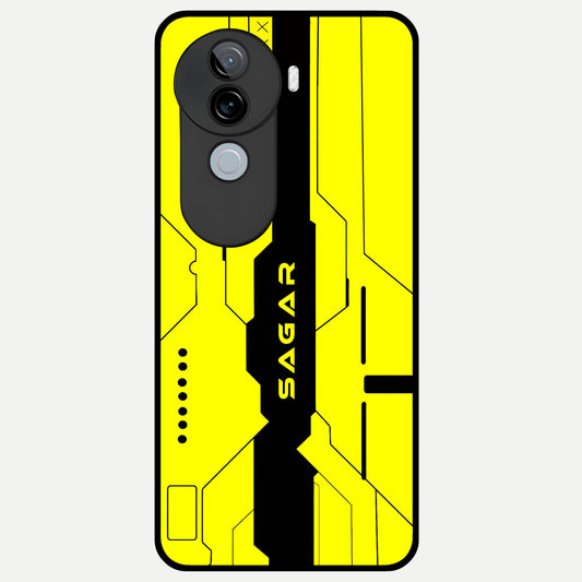  Circuit CYBERPUNK Custom Name Glass Case for iQOO Z9s back cover – full design glossy printed glass finish