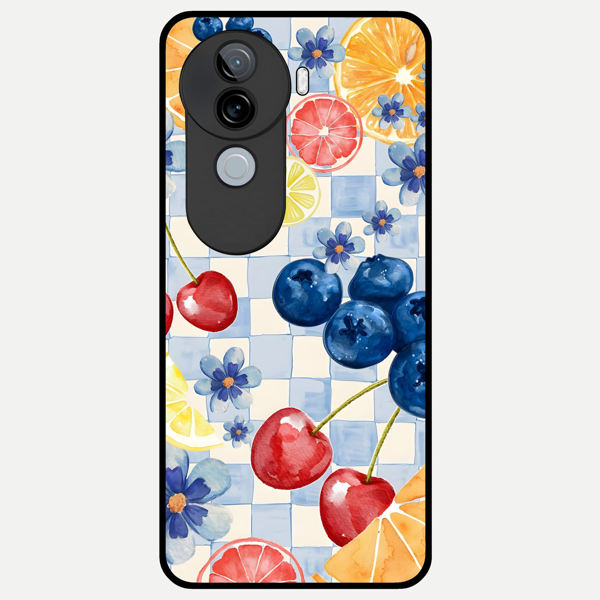  Citrus Bloom Joy Glass Case for iQOO Z9s back cover – full design glossy printed glass finish