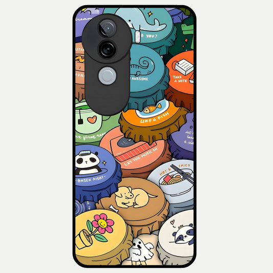  Coins Patterns Glass Case for iQOO Z9s back cover – full design glossy printed glass finish