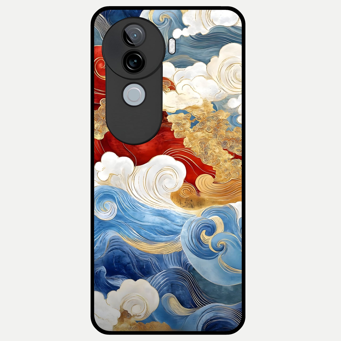  Colored Waves Glass Case for iQOO Z9s back cover – full design glossy printed glass finish