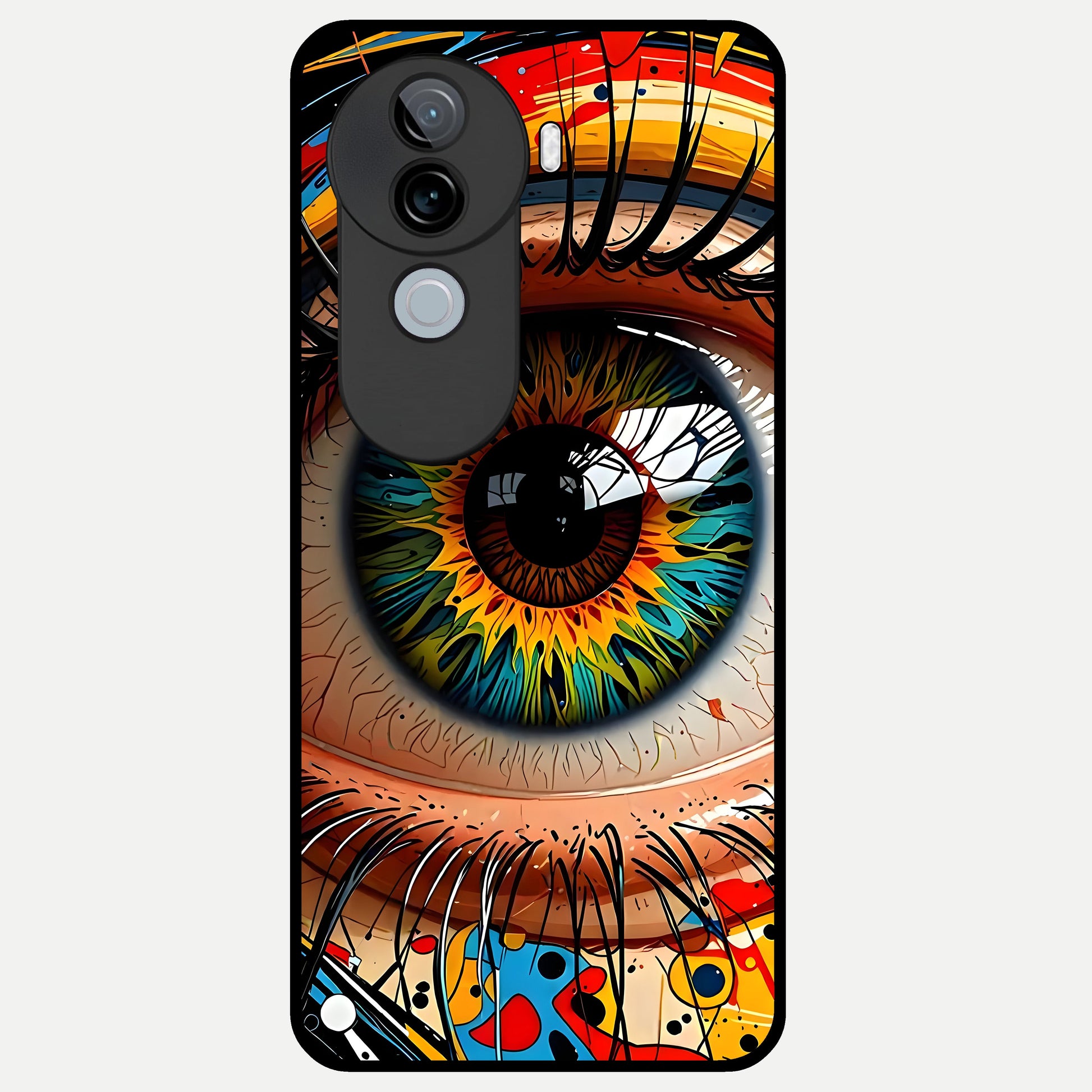  Colorful Eye Glass Case for iQOO Z9s back cover – full design glossy printed glass finish