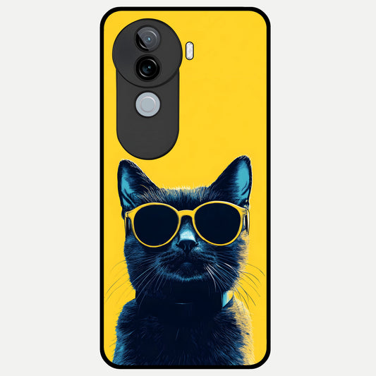  Cool Cat Vibes Glass Case for iQOO Z9s back cover – full design glossy printed glass finish