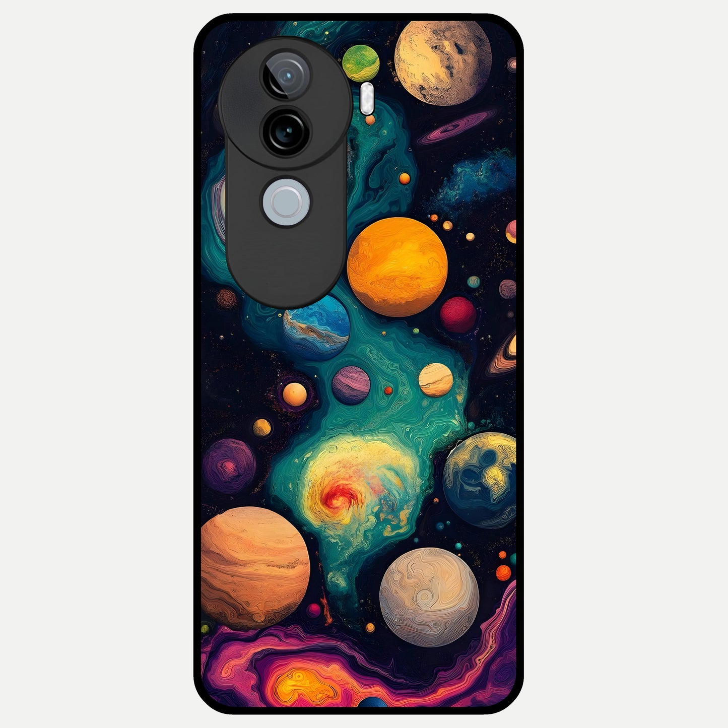  Cosmic Planet Journey Glass Case for iQOO Z9s back cover – full design glossy printed glass finish