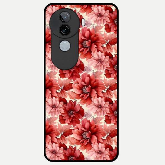  Crimson Love Petals Glass Case for iQOO Z9s back cover – full design glossy printed glass finish